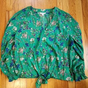Counterparts Green Floral Tie-Front Blouse